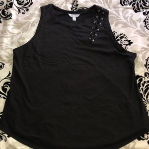 Boutique black shoulder lace tank top size 1x